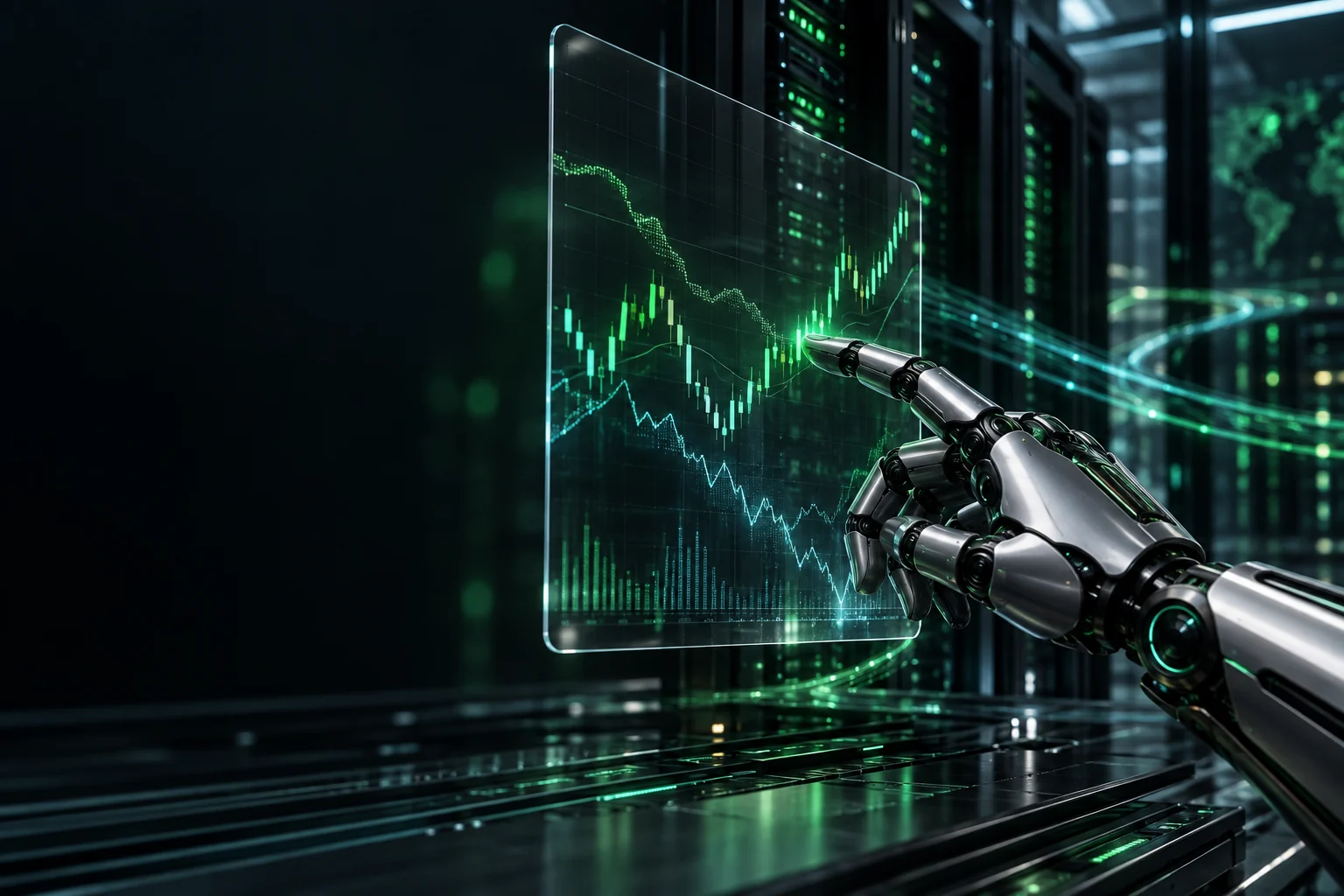 Ilustración de Trading con IA para una campaña independiente de Astra Capital
